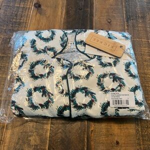 Kickee Pants Women's Medium Long Sleeve Collared Christmas Bamboo Pajama Set New